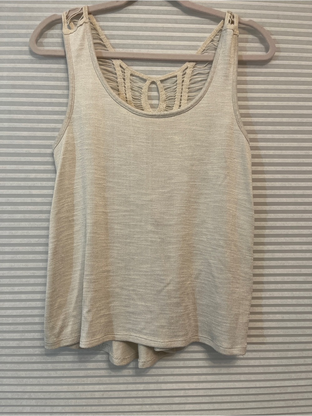 No Boundaries Cream Crochet-Back Tank Top